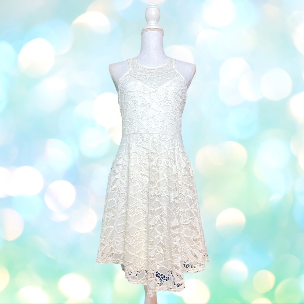 Material Girl Juniors' Lace Ivory Dress Size L
